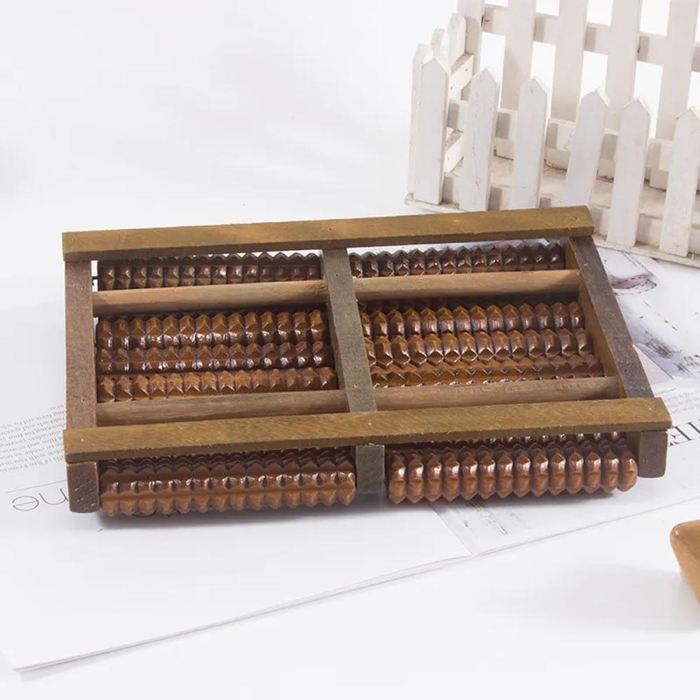 Eight Rows Solid Wooden Roller Foot Massager Pedicure Machine Foot Brush Wooden Feet Meridians Foot Massager