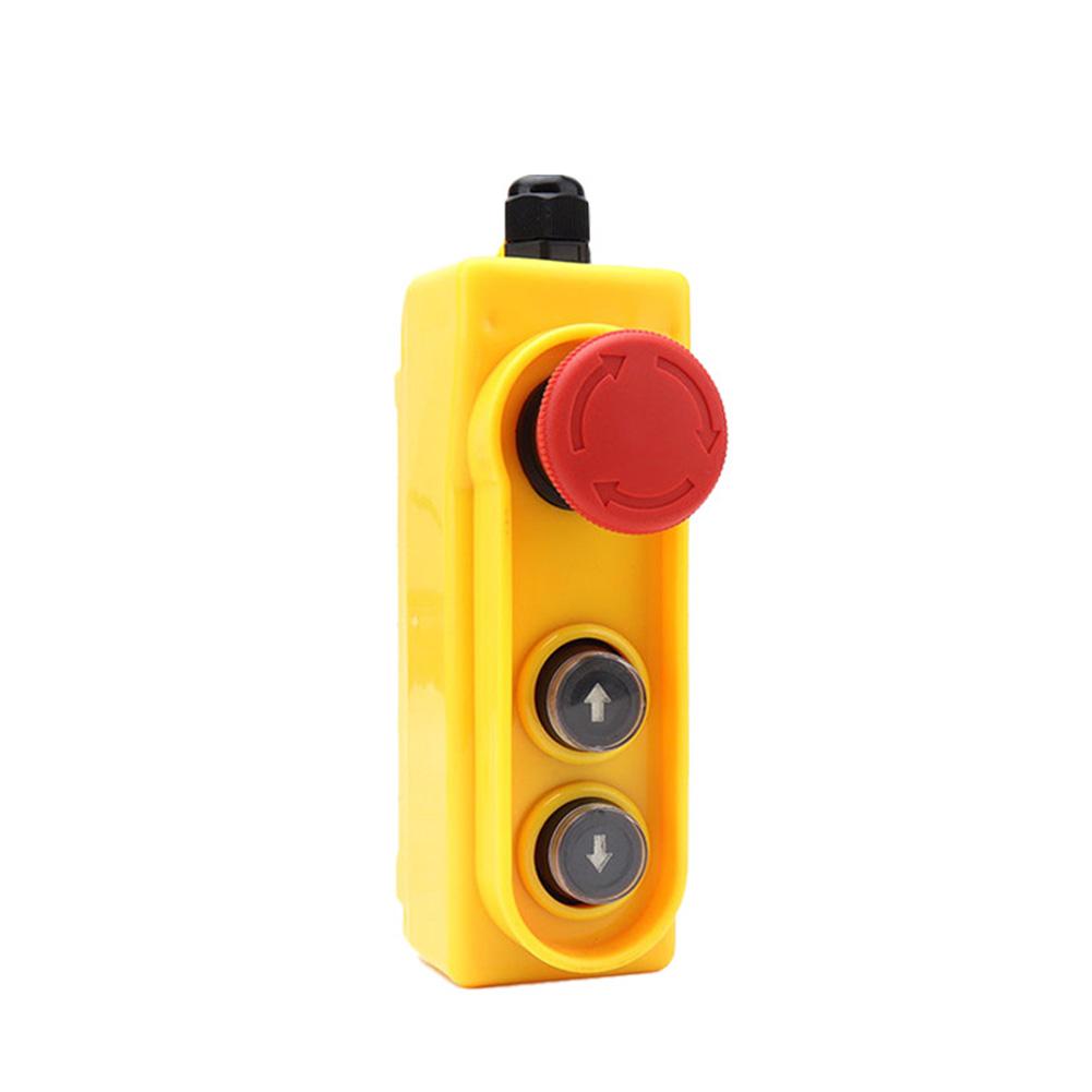 1pc 220V Electric Hoist Switch IP54 Lifting Button Box Exigent Stop Button Switch For Electrical Equipment