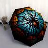 Stained Glass Spider Wall Art Decor, Unique Home Decoration Piece Umbrella, Cute Umbrella with Cute Design, Portable 3-Fold Compact Umbrella for Men &