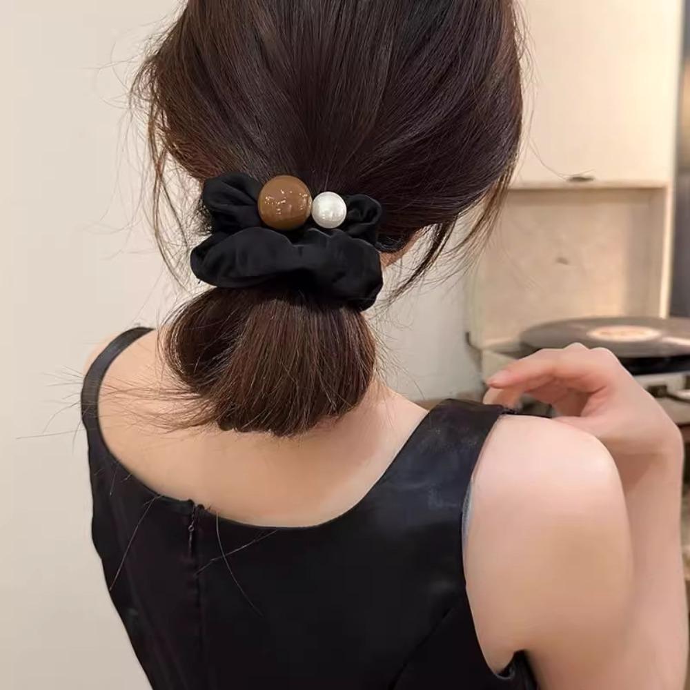 Elegant Pearl Large Scrunchie for Women Sweet Hair Ornament Simple Elastic Hairband Hair Tie Fashion Hair Accessories