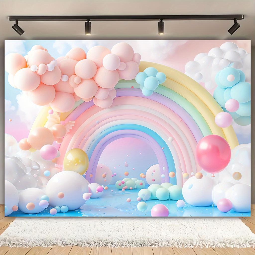 Colorful balloon decoration background cloth, birthday party decoration background decoration hanging cloth photography props