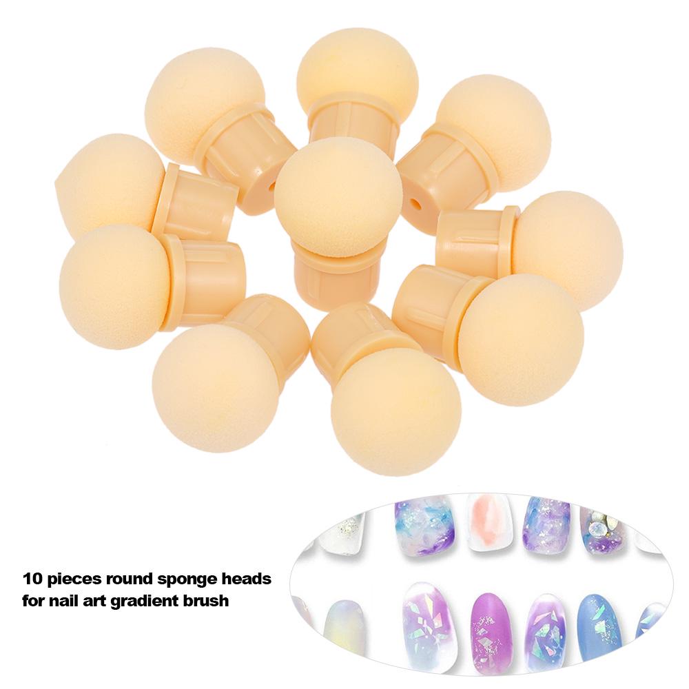 

10Pcs Replaceable Round Sponge Heads for Manicure Gradient Blooming Brush Shade Maker UV Gel Polisher Nail Art Tools