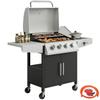 4+1 Burner Gas Bbq Grill With Side Burner 14.5 Kw Steel Portable Gas Barbecue Grill With Built In Thermometer Lid