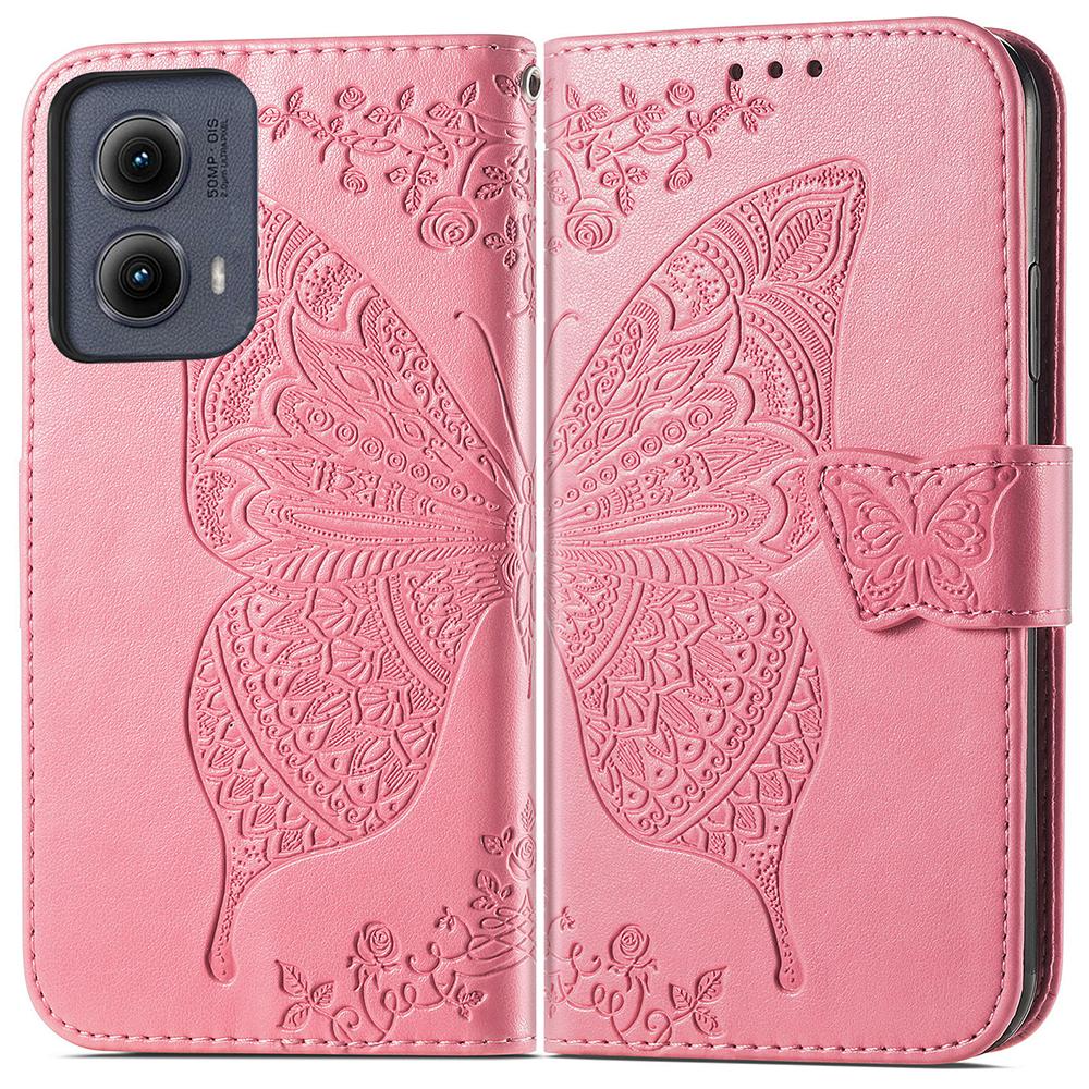 For Motorola Edge (2024) 5G Case PU Leather Wallet Phone Cover Butterfly Pattern