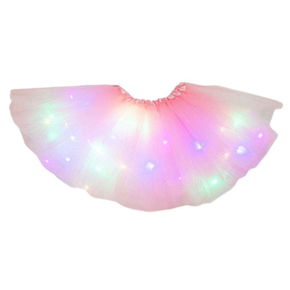 LED Leuchtendes Licht Damen Tüll Stern Rock Mädchen Ballett Tanzbekleidung Oben Kurzes Kleid
