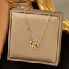 Classic Stainless Steel Bow Charm Necklace Bracelets Earrings For Women Girl New Trendy Choker  Set Party Gift
