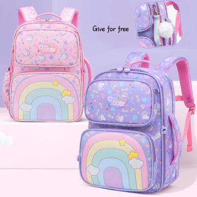 DD Cat Integrated High Capacity Primary Schoolbag Dreamy Rainbow Unicorn Girl Backpack Children Weight Reducing Lightweight Learning Bag
