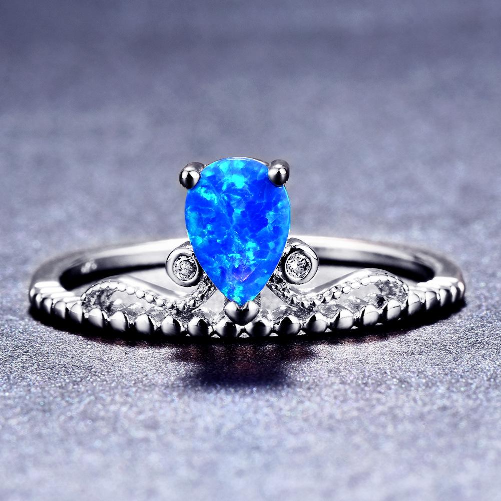 Ювелирные изделия Корейский стиль Белый Фиолетовый Синий Микро бриллиант Капля воды Универсальное кольцо No. 6