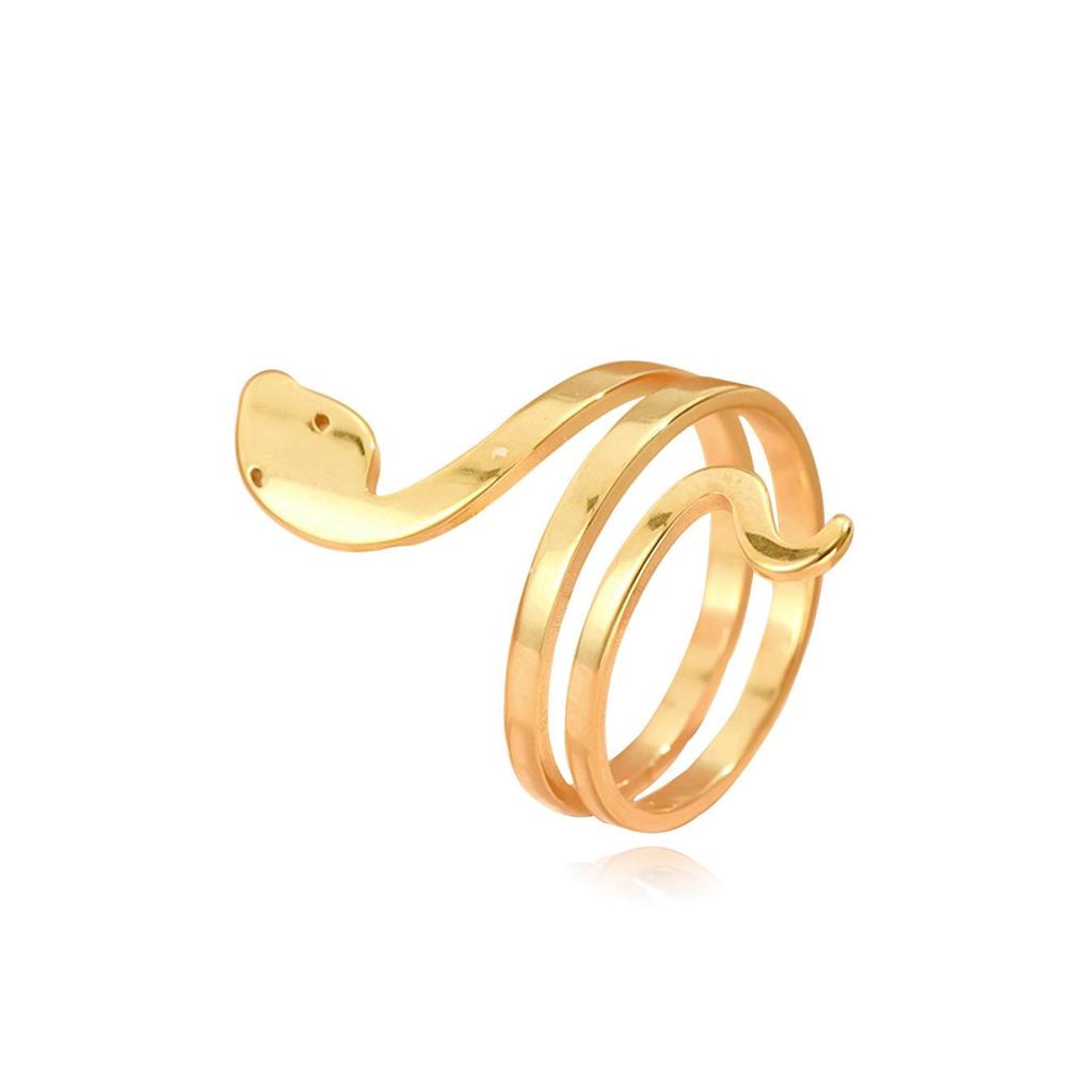 Trendy Snake-Shaped Stainless Steel Double Ring - Hip Hop Punk Style