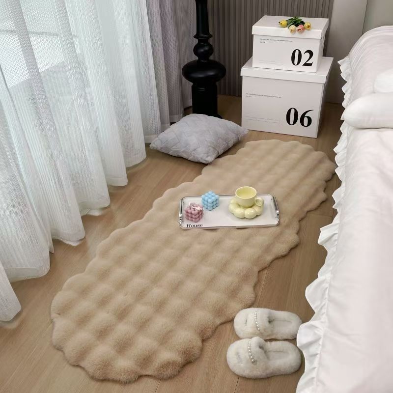 

Oval Carpet Soft Imitation Rabbit Fur Mat for Children s Bedside Rug Warm Sofa Chair Cushion Living Room Home Bay Window Decor 60x90cm