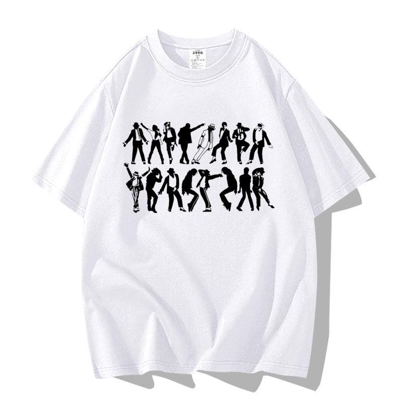 New 2026 Black and White Interlaced Portrait Painting By Kil Jackson. Pure Cotton T-shirt High-quality Streetwear Summer Tops