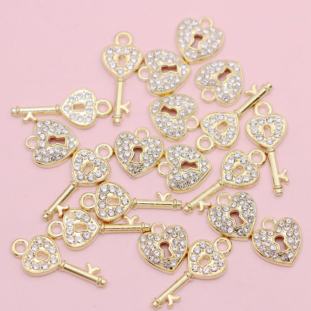 20Pcs Silvery Lock And Key Charms Pendants For Jewelry Making Diy Necklace Bracelet Key Chain Accessories Valentine'S Day Gift