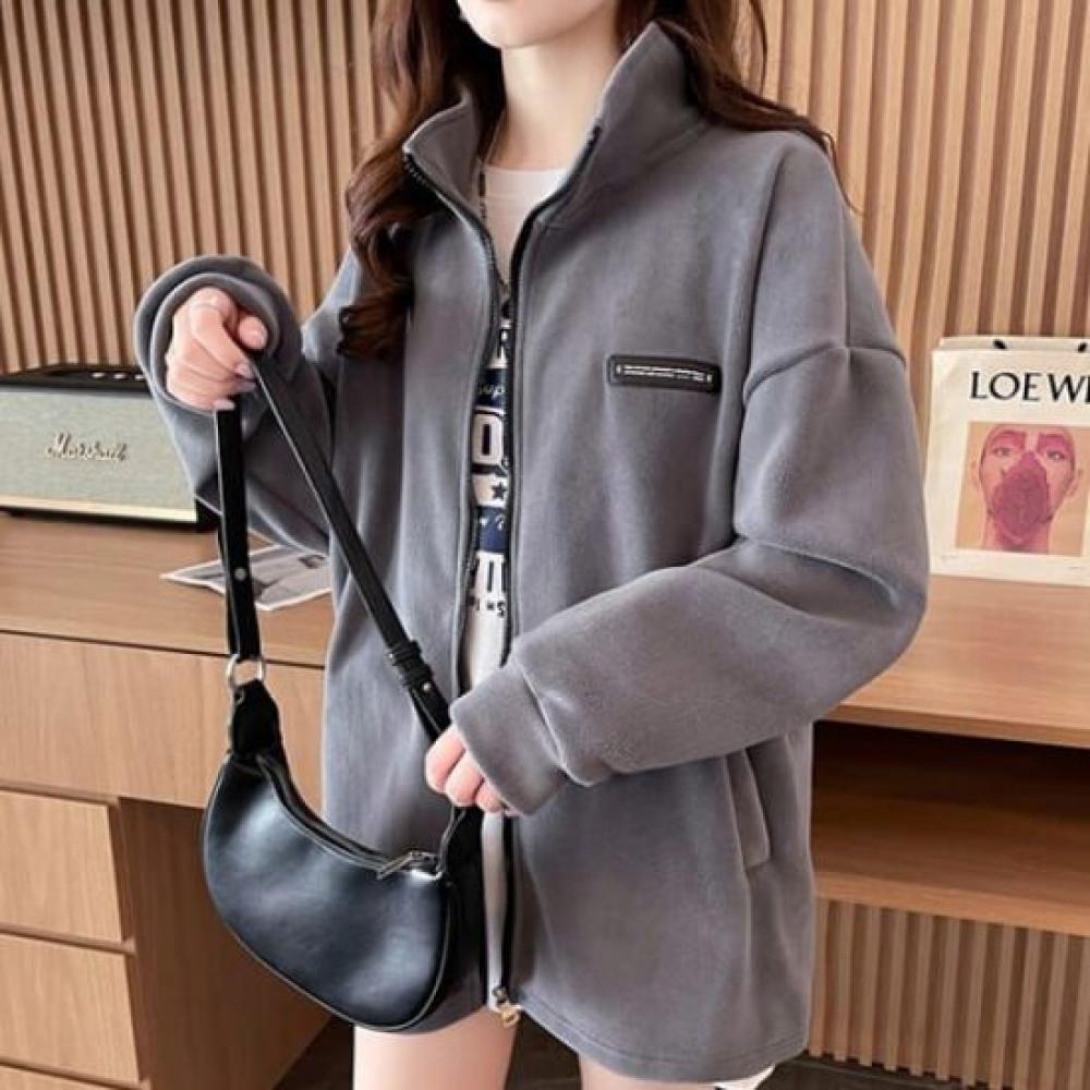 Navava Women Velvet Fleece Long Sleeve Zip Up Outer Nc449
