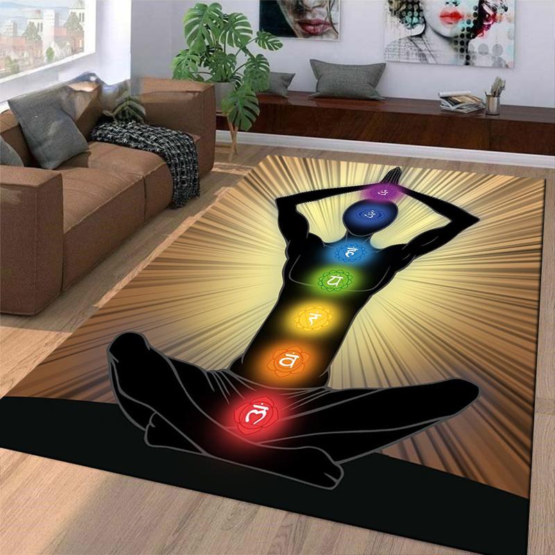 Colorful Chakra Pattern Meditation Carpet Suitable for use as an anti-slip game mat for living room and bedroom sofas
