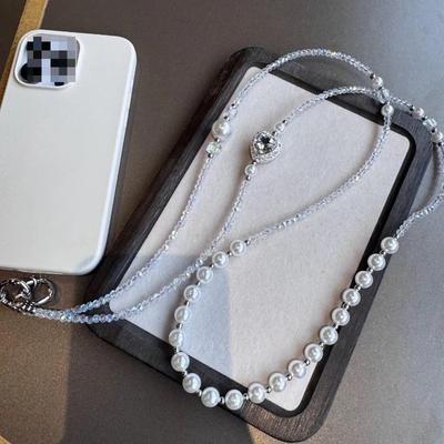 Lanière de téléphone perles cœur pour femme Style coréen Esthétique Instagram Sangle d'épaule réglable Charme en cristal acrylique Chaîne de téléphone