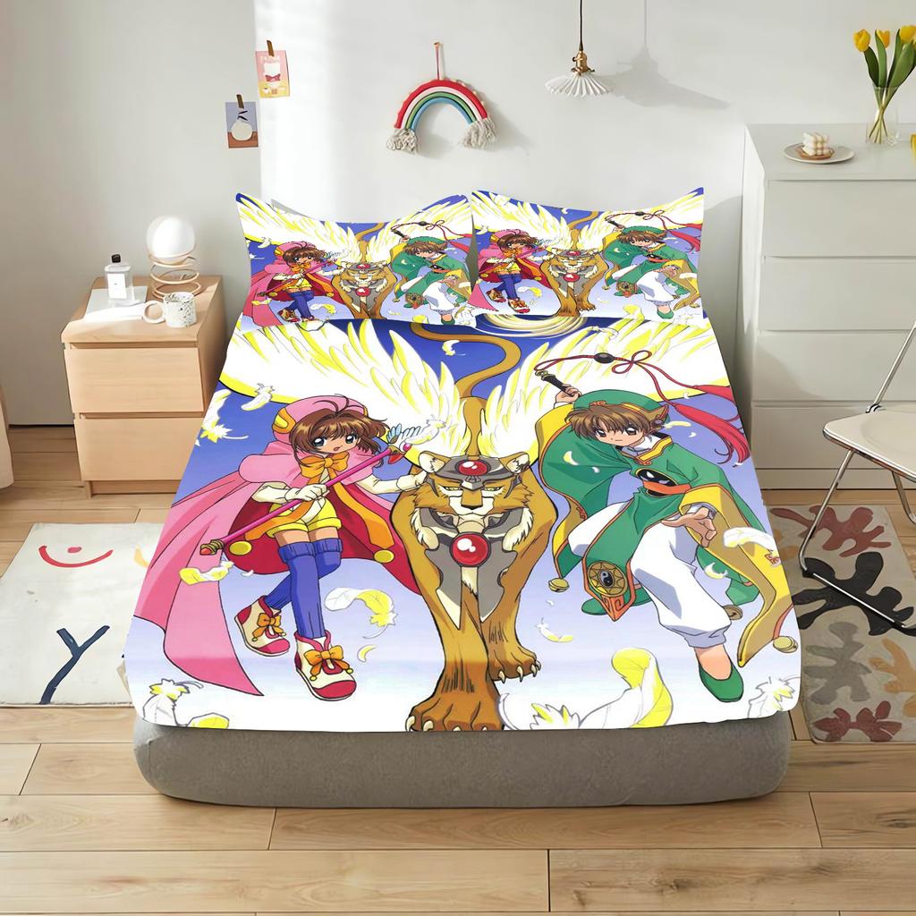 Cardcaptor Sakura Cartoon Fitted Sheet Cover For Teenager, Elastic Bedding, Cute Digital Printing Sheets, Bedding Children