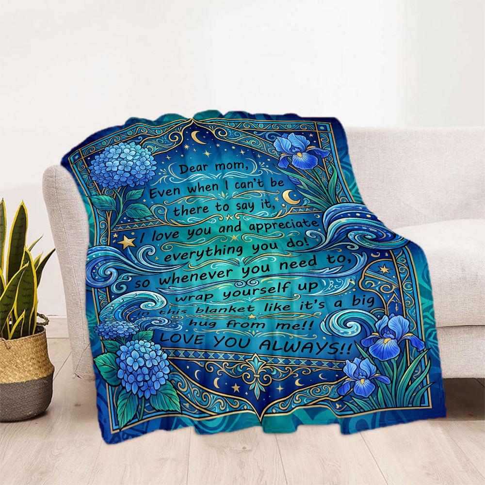 Mother's Day Greeting Flannel Blanket-Soft and Suitable for Sofas,Beds,Offices,Travel,All Seasons,Great Gift for Holidays and Birthdays.