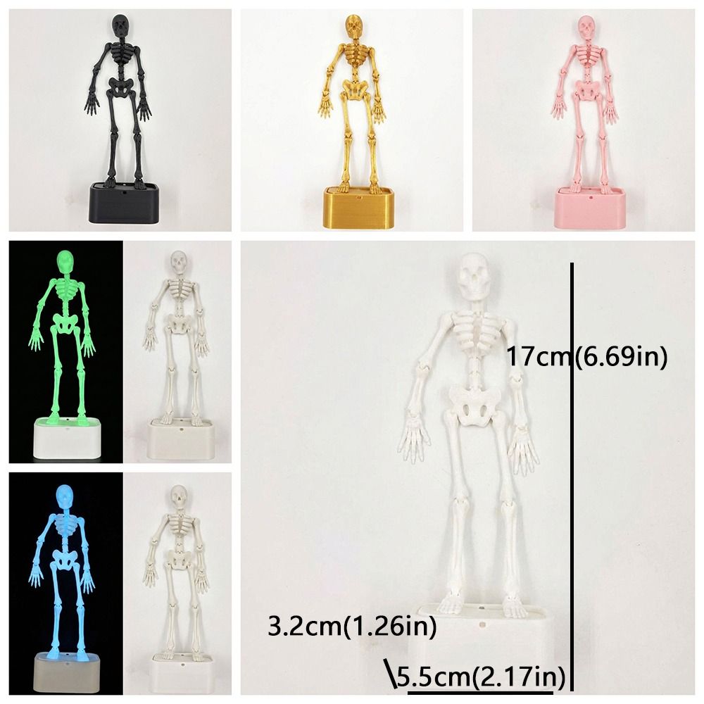 Glow in Dark Dancing Skeleton Aquarium Bubbler Luminous Air Pump Fish Tank Dance Skull Ornament Stable Base Multi-Joint Movable