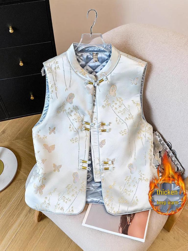 Gilet Jacquard Ricamato con Filo d'Oro - Stile Cinese Collezione Primavera