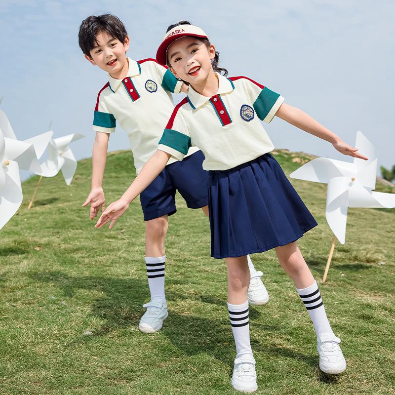 Children's Pure Cotton School Uniform Set for Summer, Spring & Autumn