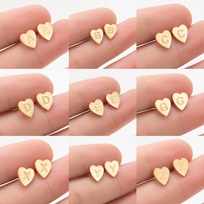 2025 Women's Retro Stainless Steel Alphabet Stud Earrings: Geometric & Simple Design