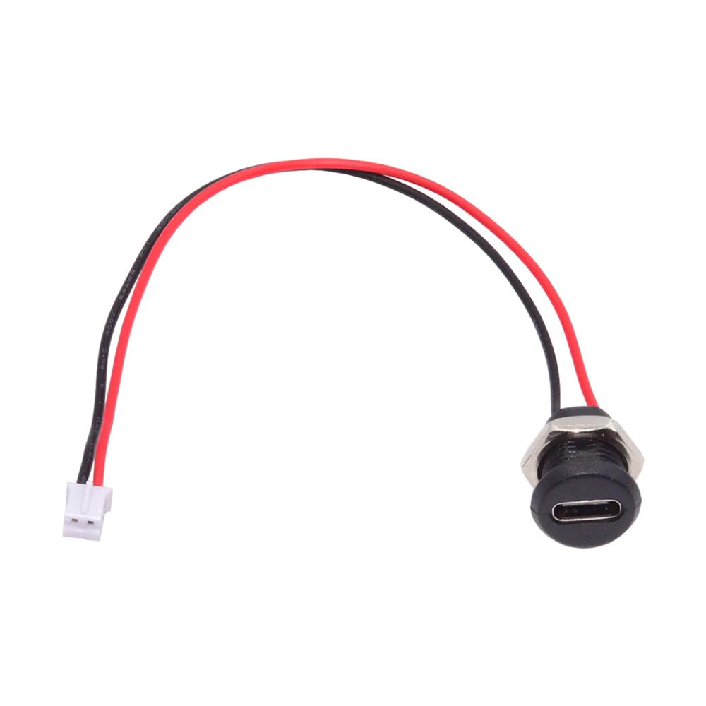 Cablecc Reversible Female DIY OEM Socket Cable Pitch Panel Mount DC 5V Power 5pcs/Set Type-C - 2-Pin Header, = 2.0mm, Type,