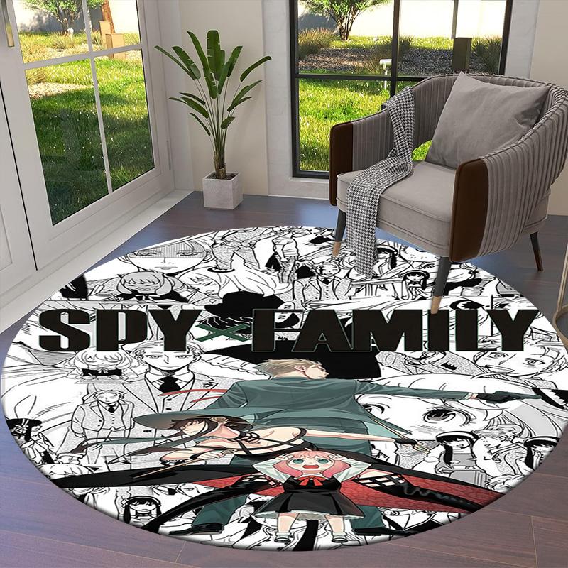 Spyfamily Round Area Rug Carpet Rug For Living Room Bedroom Sofa Playroom Decor Nonslip Floor Mat
