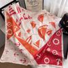 Neues quadratisches Seidentuch Damen Mode Designer Schönes Segelboot-Print Weicher Satinschal Halstuch Schals Nacken Kopftuch 90cm