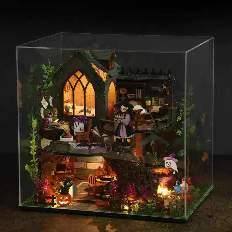 Forest hut handmade assembly miniature house model antique style attic small courtyard wooden assembly decorative ornaments