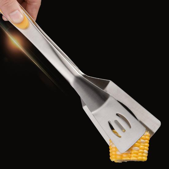 Anti-Scald Spatula Tongs Stainless Steel Food Shovel Clamp 2-in-1 Sliding