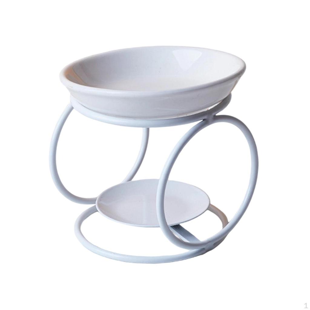 Ceramic Oil Melt Burner Home Decor Aroma Furnace Metal Frame for Yoga Bedroom Meditation