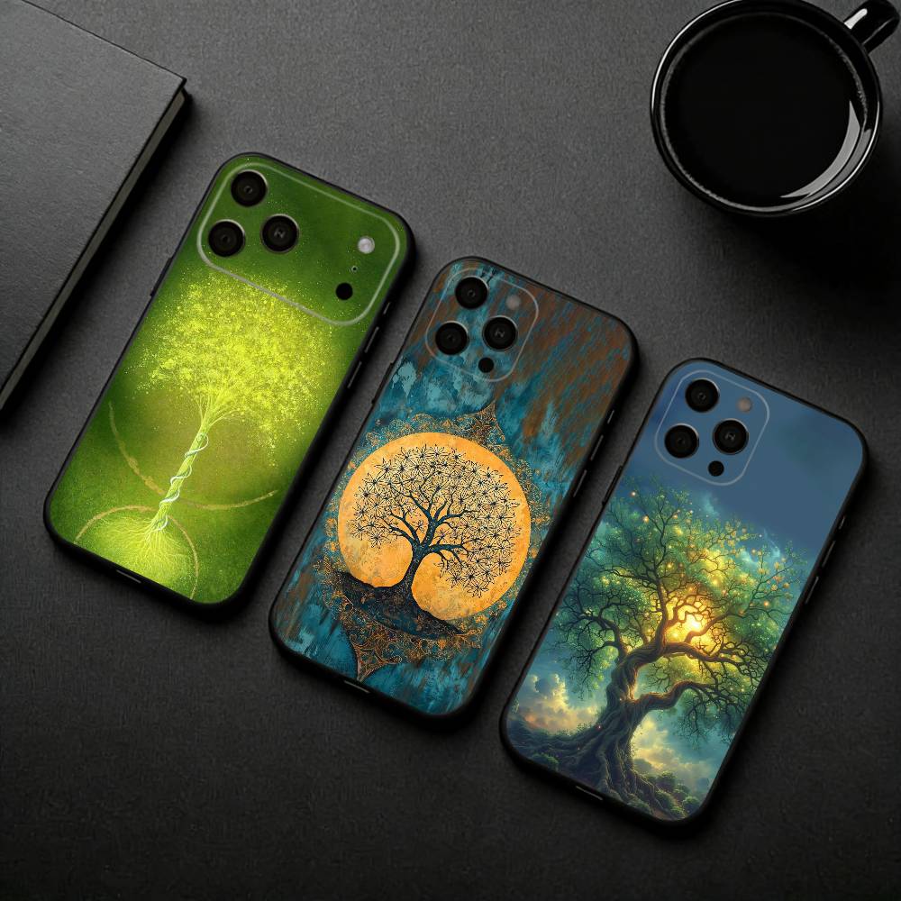 W-World L-Life Tree Mobile Phone Case For iPhone 17pro, 16,15,14,13,12,11 X XR Plus,Others Soft Black Cover