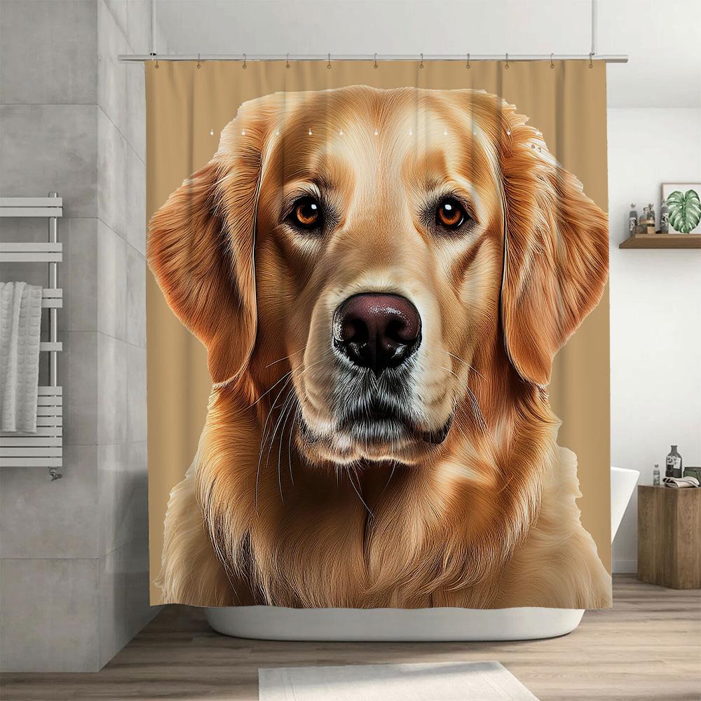 Golden Retriever Duschdraperi Dekorativt Vattentätt Tyg Hem Badrumsinredning Anpassningsbar Storlek Finns.