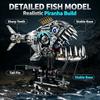 Mechanical Piranha Building Blocks Kit,LED Light With Display Stand,Collectible Assembly Model For Adult Hobbyists