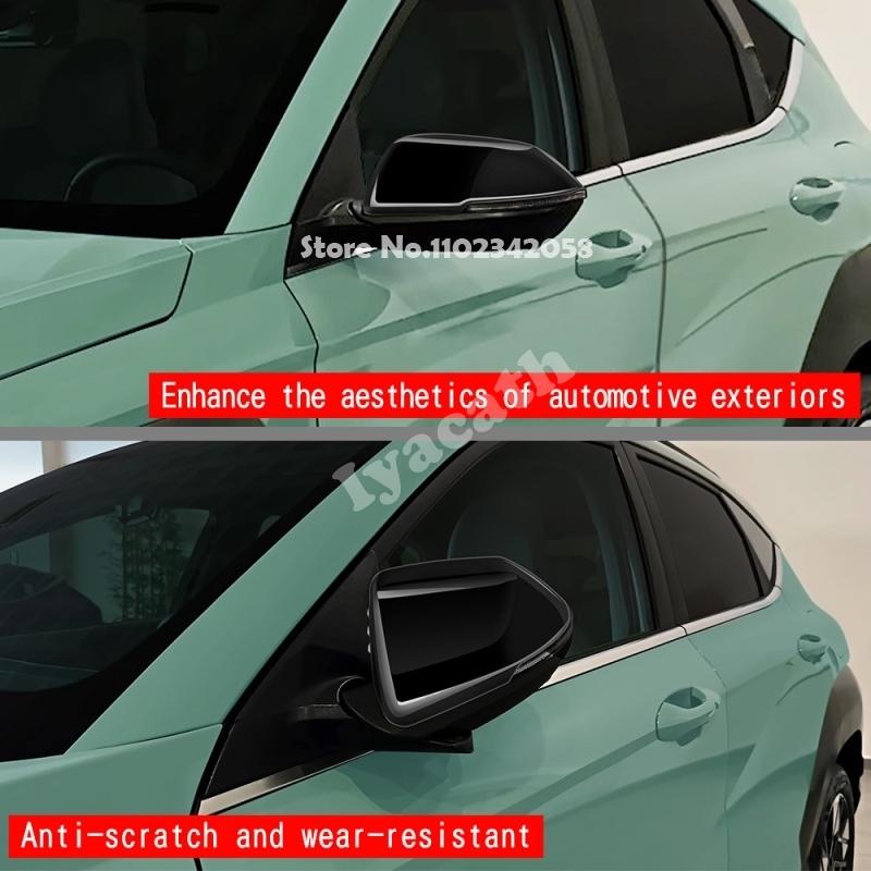For Hyundai KONA 2024 2025 ABS Carbonfiber Door Side Wing Rearview Mirror Cover Mirror Anti-Rub Protect Cover Strip Trim Sticker