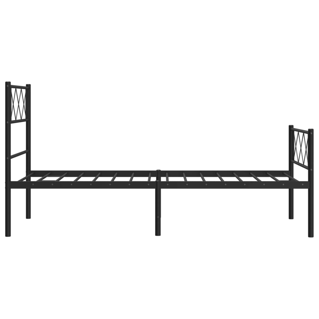 Vidaxl Metalowa Rama Łóżka Z Wezgłowiem I Zanóżkiem, Czarna, 75X190 Cm