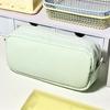 Simplicity Solid Color Pen Bag Zipper Design Large Capacity Pencil Case Portable Stationery Organizer Office Back To School