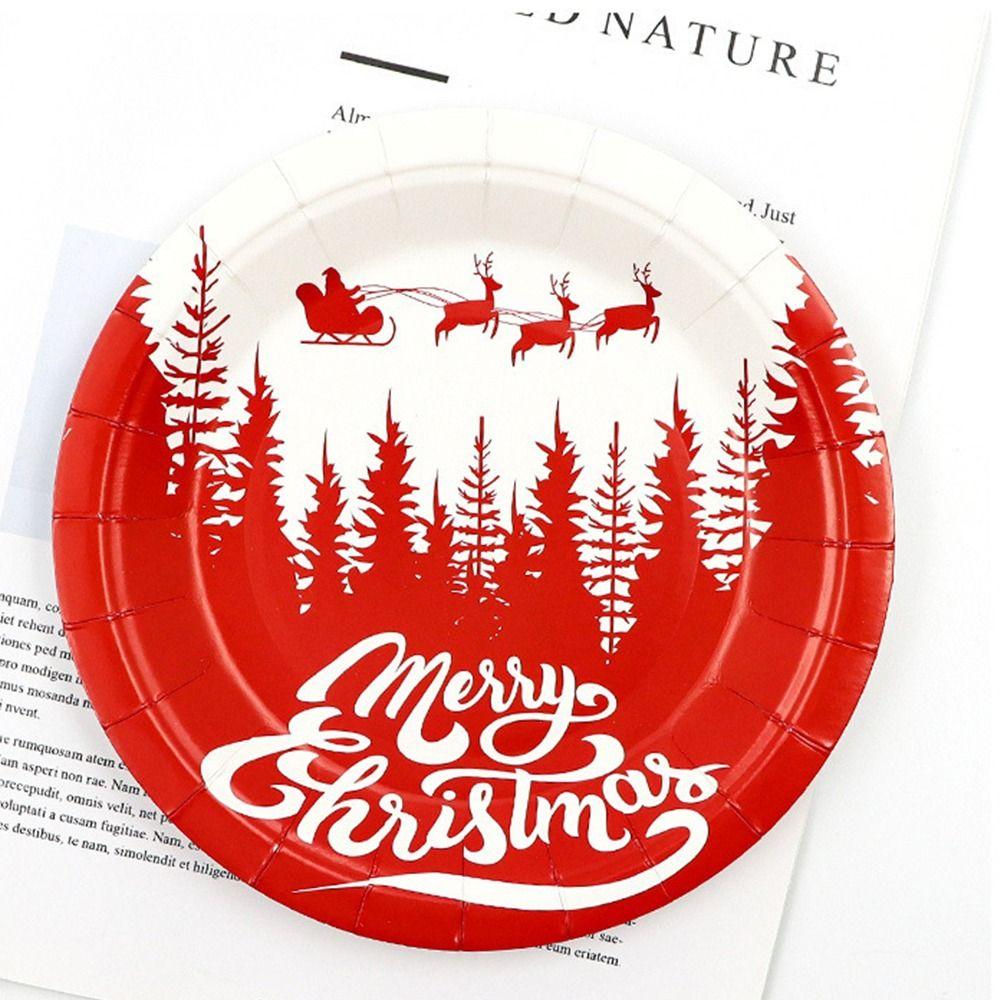 Disposable Christmas Tableware Set Environmental Christmas Paper Cups Christmas Paper Plates  Home