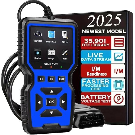 2025 New OBD2 Scanner Diagnostic Tool - Check Engine Light Code Reader With Reset, Battery Voltage Tester, Modes 6 & 8, Suitable For All OBD II