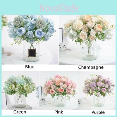Lifelike 7 Heads Artificial Fake Silk Flowers Rose Peony Bunch Ideal For Wedding Decor