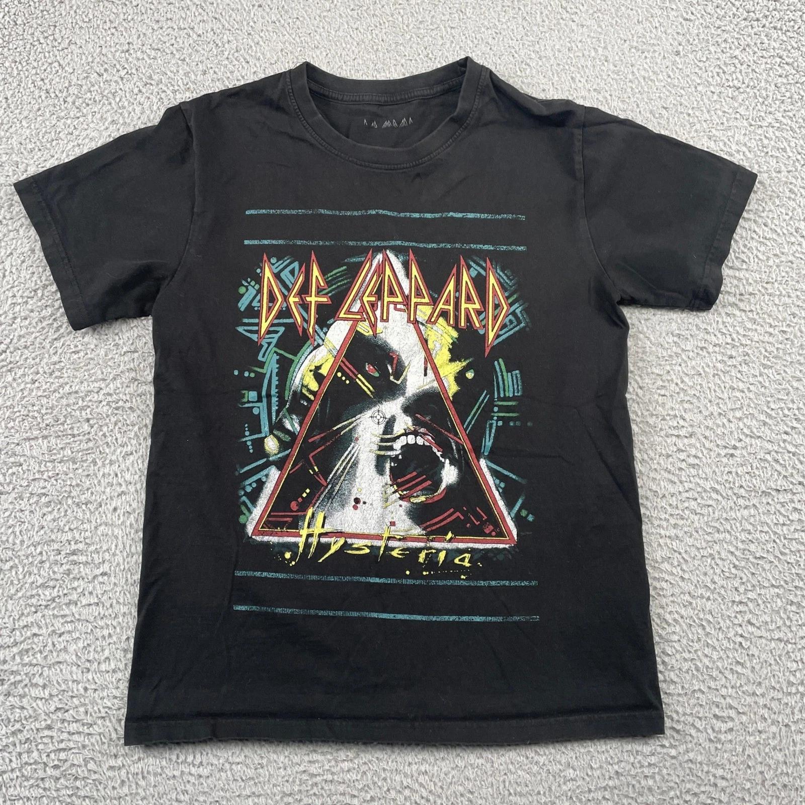 

Def Leppard Hysteria T Shirt Mens S Black Graphic Rock Band Short Sleeve Tee 2XL