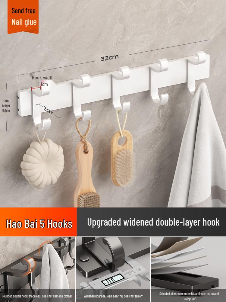 Meiruid Wall-Mounted No-Drill Double-Layer Space Aluminum Coat & Hat Hook