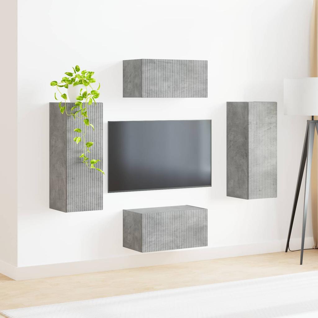 Wall Mounted TV Cabinet Set 2 pcs Concrete Grey Particleboard