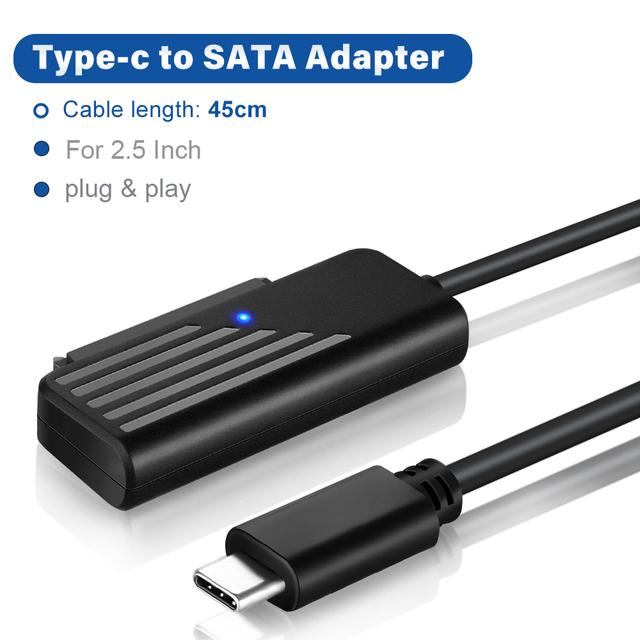 

Адаптер Fonken SATA-USB 3,0, тип C-кабель SATA, высокоскоростная передача данных 5 Гбит/с для 2,5-дюймового жесткого диска, адаптер SATA Type-C to SATA-45CM