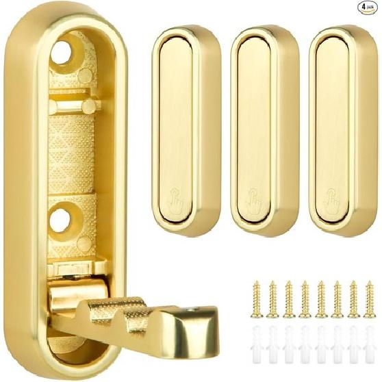 4PCS Metal Foldable Wall Hooks, Folding Wall Foldable Coat Hooks for Hanging