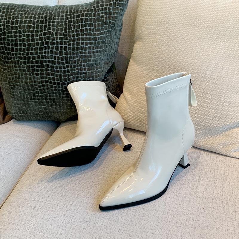 

2025 Autumn/Winter Wide Calf Pointed Toe 7CM Heel Ankle Boots, Plus Size 41-43 Women s Shoes 38 (Wide Fit, Order One Size Down)