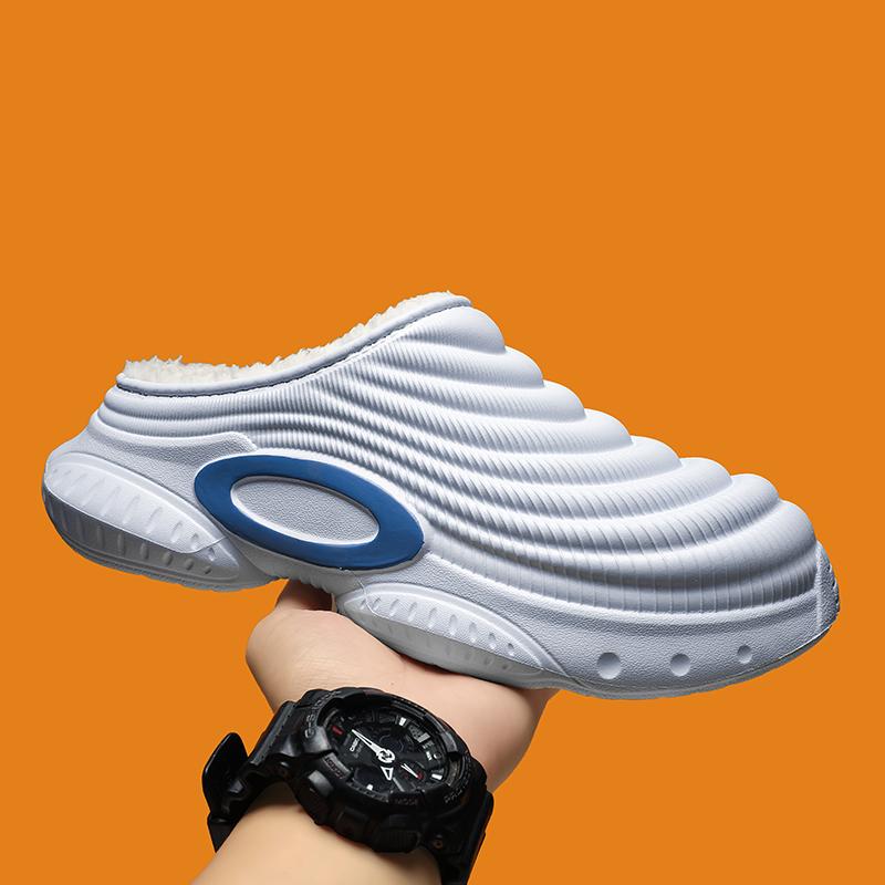 Zapatillas Cálidas de Invierno para Hombre Zapatillas de Algodón Tacones Envolventes Exterior Interior Zapatos Cálidos para Hombre Hogar Dormitorio Zapatillas Cálidas de Felpa 38-45