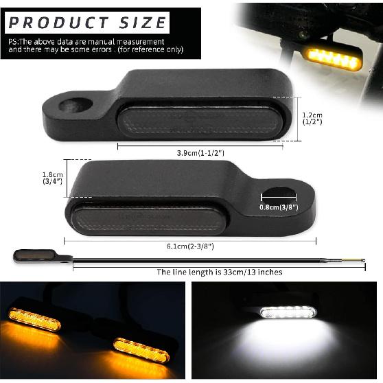 Rich Choices Handlebar LED Turn Signals Mini Motorcycle Blinkers Front Running Light Universal Compatible with Harley Sportster Dyna Honda Shadow