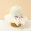 Summer Women's Fisherman Hat with Butterfly Knot Straw Woven Design Korean Style Cool Sunscreen Beach Sand Cap