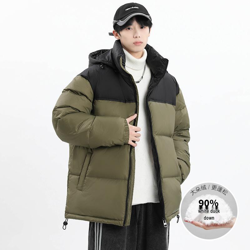 2026 Winter High-End Men's White Goose Down Jacket: Thickened Hooded Casual Outerwear